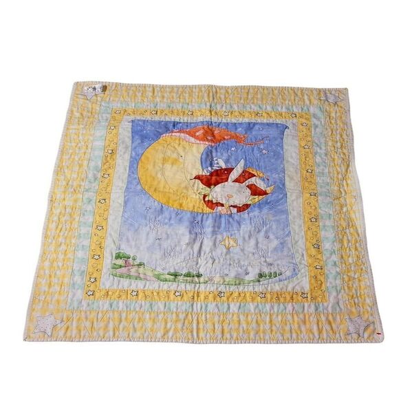 Goodnight Bunny Stars Moon Baby Quilt